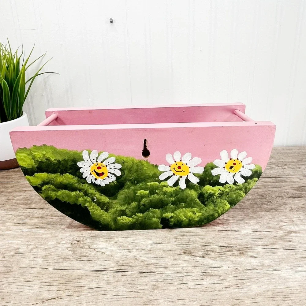 Vintage Wooden Shelf with Painted Bee‎ & Daisies: Play Haus Whimsical Decor